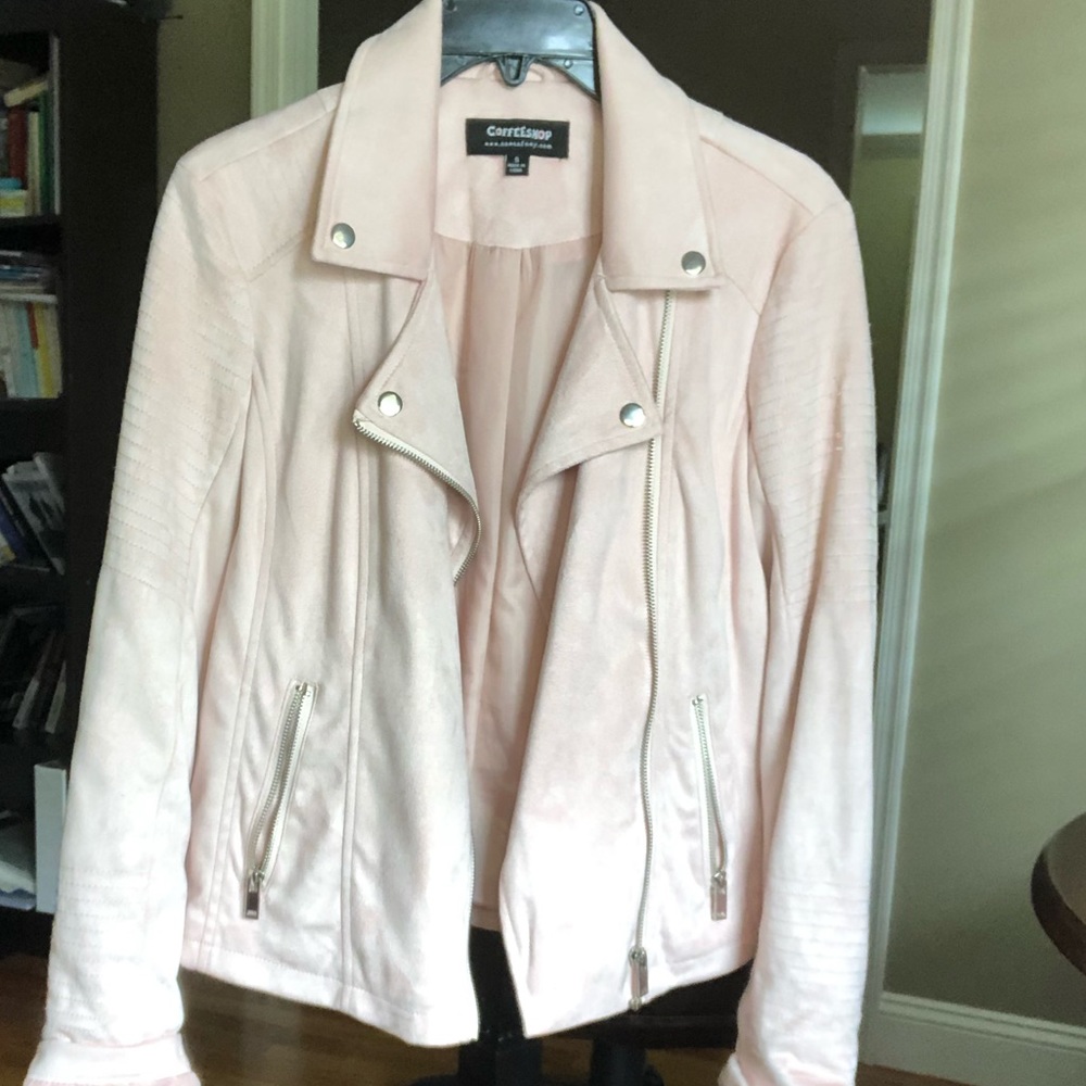 Coffee shop lightweight faux suede jacket